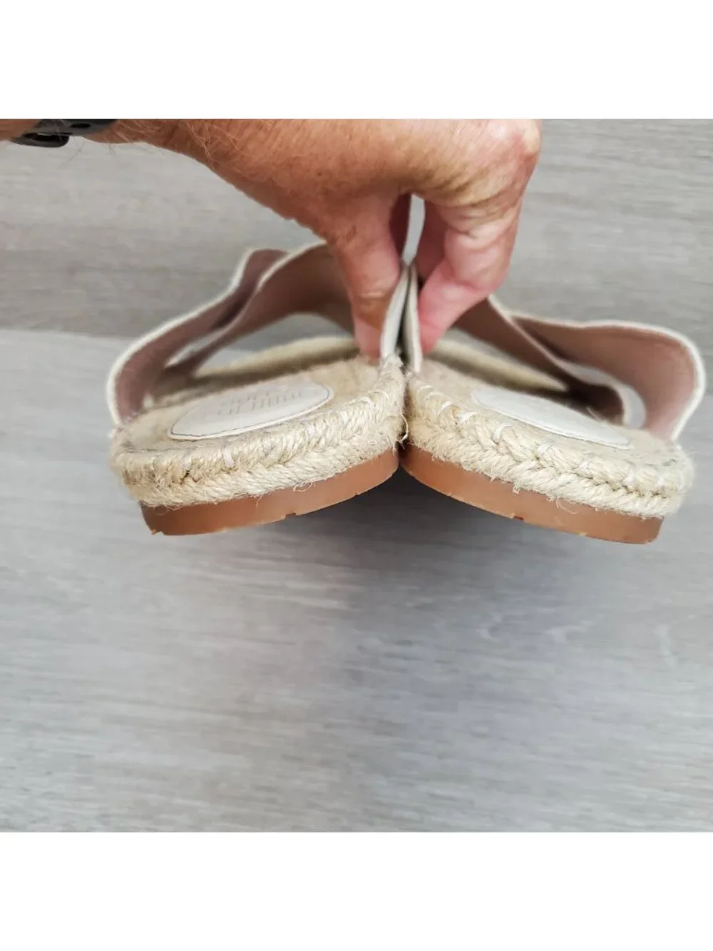 Charlotte Stone white leather open toe criss cross espadrilles